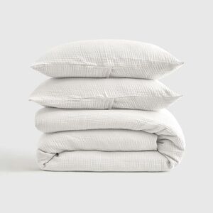 NWT QUINCE Organic Airy Gauze Duvet Cover Set King/Cal King White 6694